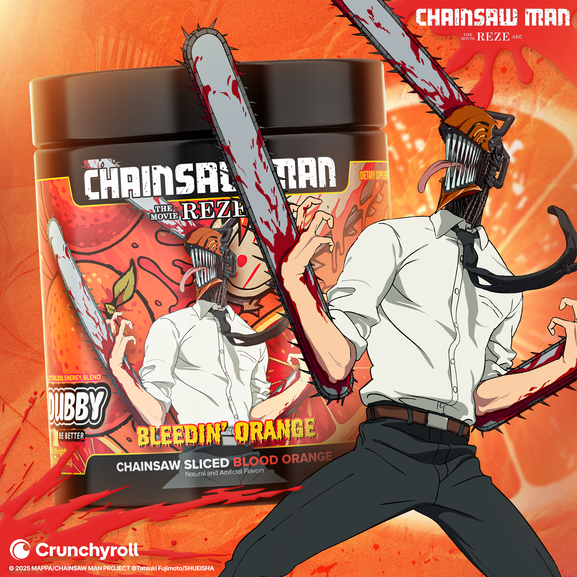 Bleedin' Orange Chainsaw Man Official License Energy Drink Tub