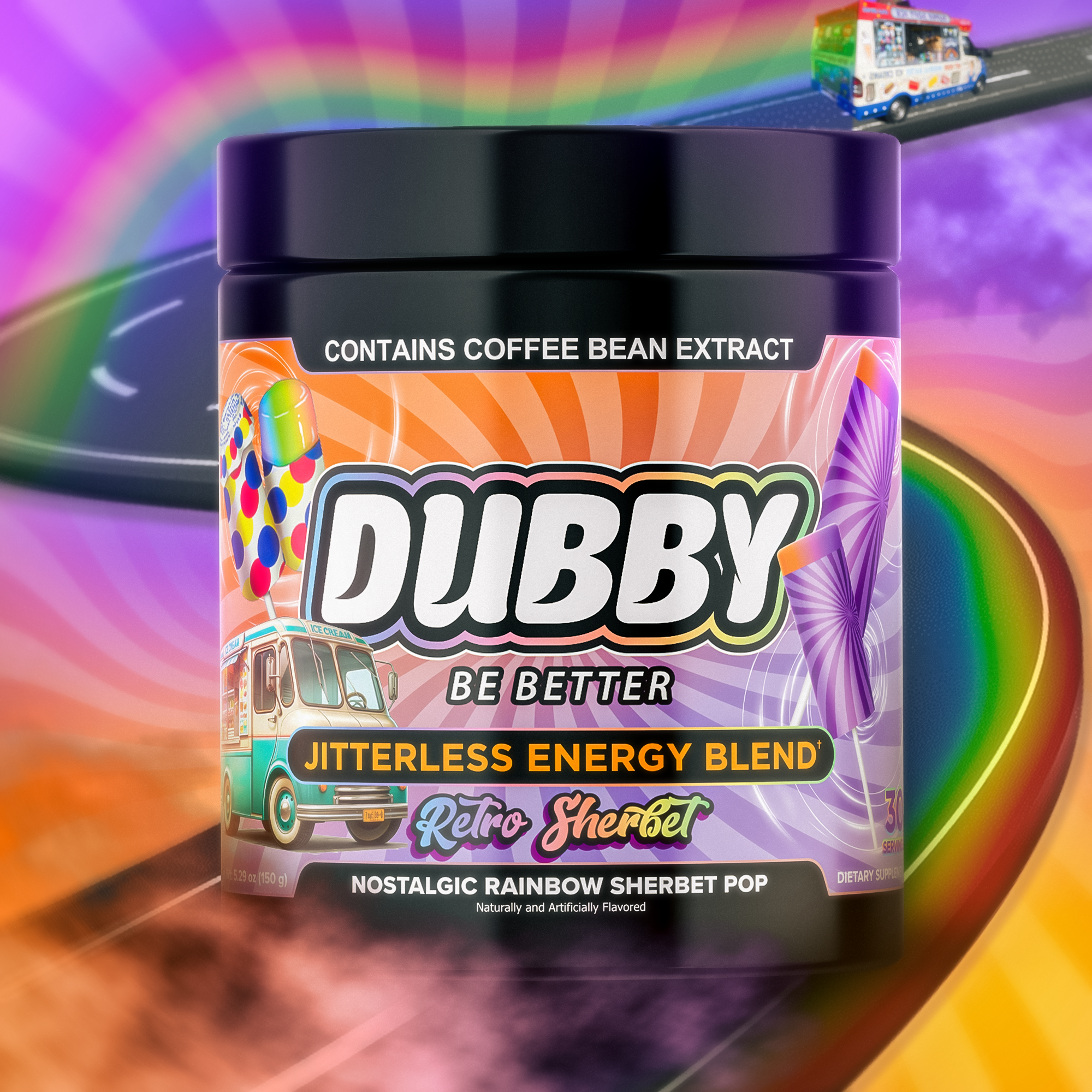 Retro Rainbow Sherbet Energy Drink Tub